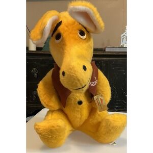 1979 Animal Fair Aarty Ardvark 15" Plush Yellow Red Vest. Vintage 1970's Era